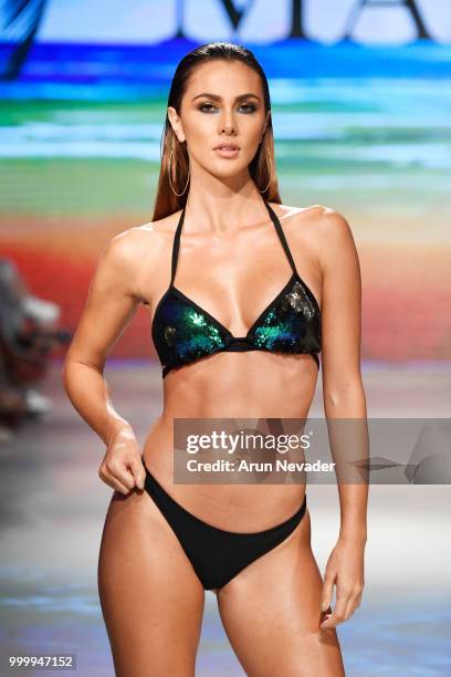 Model walks the runway for Manely K by Willfredo Gerardo at Miami Swim Week powered by Art Hearts Fashion Swim/Resort 2018/19 at Faena Forum on July...