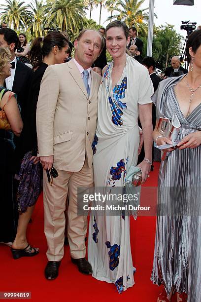 Carl-Edmund von Bismarck and his wife attend the 'Poetry' Premiere at the Palais des Festivals during the 63rd Annual Cannes Film Festival on May 19,...