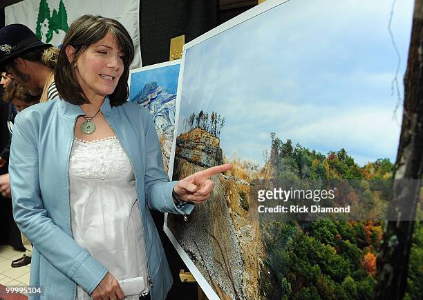 Singer Songwriter Kathy Mattea during the" Music Saves Mountains" benefit concert press conference at the Ryman Auditorium on May 19, 2010 in...