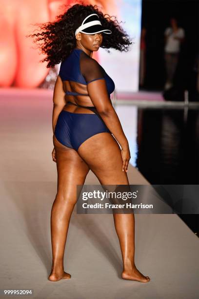 Model walks the runway for the 2018 Sports Illustrated Swimsuit show at PARAISO during Miami Swim Week at The W Hotel South Beach on July 15, 2018 in...