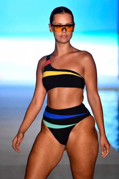 Model walks the runway for the 2018 Sports Illustrated Swimsuit show at PARAISO during Miami Swim Week at The W Hotel South Beach on July 15, 2018 in...
