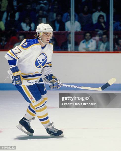 Pierre Turgeon of the Buffalo Sabres skates against the Montreal Canadiens in the early 1990's at the Montreal Forum in Montreal, Quebec, Canada.