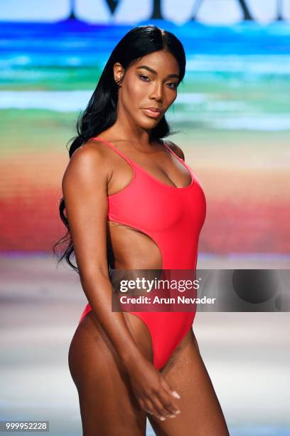 Model walks the runway for Manely K by Willfredo Gerardo at Miami Swim Week powered by Art Hearts Fashion Swim/Resort 2018/19 at Faena Forum on July...