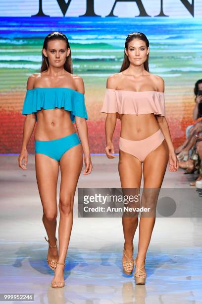 Models walk the runway for Manely K by Willfredo Gerardo at Miami Swim Week powered by Art Hearts Fashion Swim/Resort 2018/19 at Faena Forum on July...