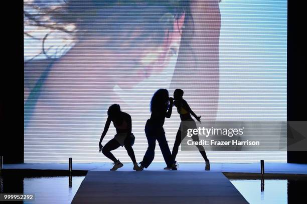 Justine Skye performs on the runway for the 2018 Sports Illustrated Swimsuit show at PARAISO during Miami Swim Week at The W Hotel South Beach on...