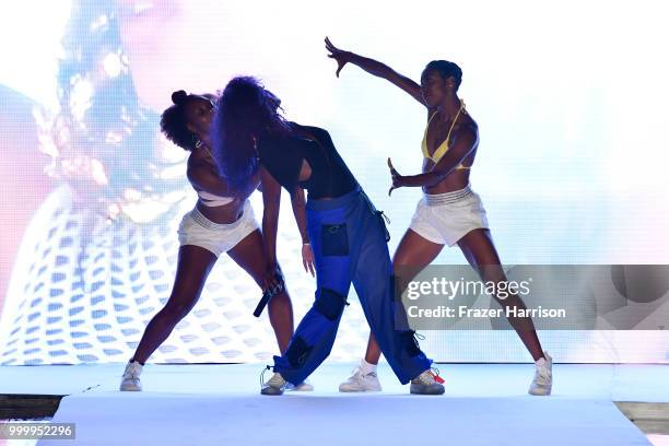 Justine Skye performs on the runway for the 2018 Sports Illustrated Swimsuit show at PARAISO during Miami Swim Week at The W Hotel South Beach on...