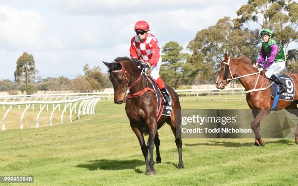 Kansas City ridden by Dean Yendall goes out for the Murtoa Big Weekend Maiden Plate at Murtoa Racecourse on July 16, 2018 in Murtoa, Australia.