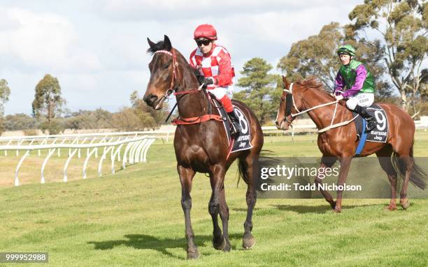 Kansas City ridden by Dean Yendall goes out for the Murtoa Big Weekend Maiden Plate at Murtoa Racecourse on July 16, 2018 in Murtoa, Australia.