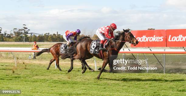 Kansas City ridden by Dean Yendall wins the Murtoa Big Weekend Maiden Plate at Murtoa Racecourse on July 16, 2018 in Murtoa, Australia.