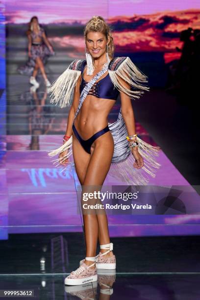 Model walks the runway for Maaji during the Paraiso Fasion Fair at The Paraiso Tent on July 15, 2018 in Miami Beach, Florida.