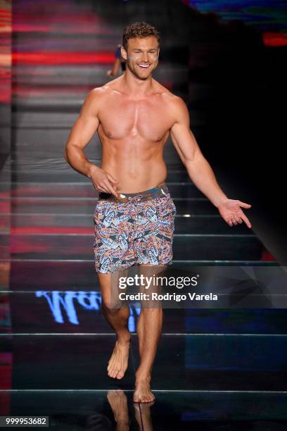 Model walks the runway for Maaji during the Paraiso Fasion Fair at The Paraiso Tent on July 15, 2018 in Miami Beach, Florida.