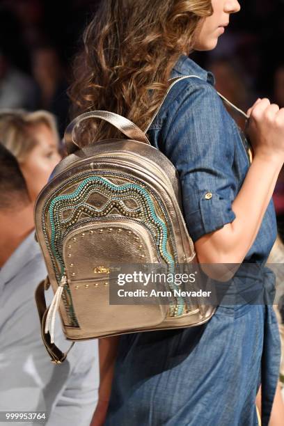 Model, bag detail, walks the runway for Carmen Steffens at Miami Swim Week powered by Art Hearts Fashion Swim/Resort 2018/19 at Faena Forum on July...