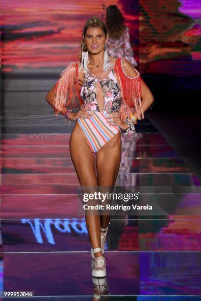 Model walks the runway for Maaji during the Paraiso Fasion Fair at The Paraiso Tent on July 15, 2018 in Miami Beach, Florida.