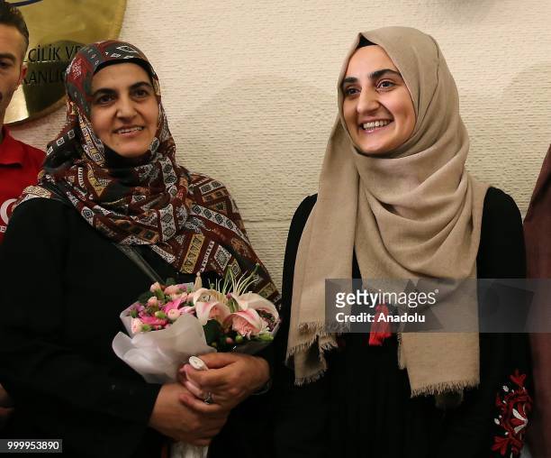 Turkish citizen Ebru Ozkan, who was arrested in Israel on June 11 at Tel Aviv's Ben Gurion Airport for alleged links to terrorist groups, is welcomed...