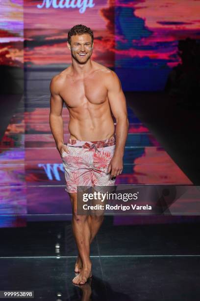 Model walks the runway for Maaji during the Paraiso Fasion Fair at The Paraiso Tent on July 15, 2018 in Miami Beach, Florida.