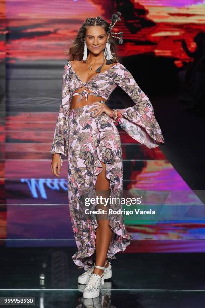 Model walks the runway for Maaji during the Paraiso Fasion Fair at The Paraiso Tent on July 15, 2018 in Miami Beach, Florida.