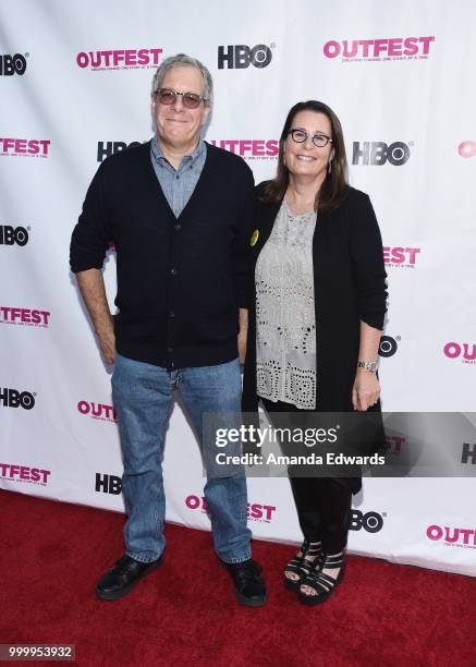 Director Jeff Kaufman and producer Marcia Ross arrive at the Outfest Documentary Competition Screening of "Every Act Of Life" at the DGA Theater on...