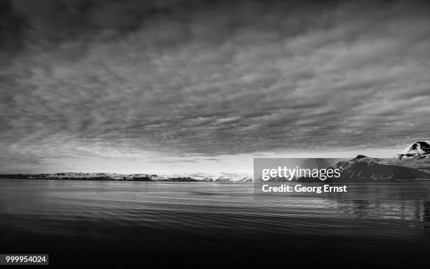 fjord with a glacier on spitsbergen - ernst stock pictures, royalty-free photos & images