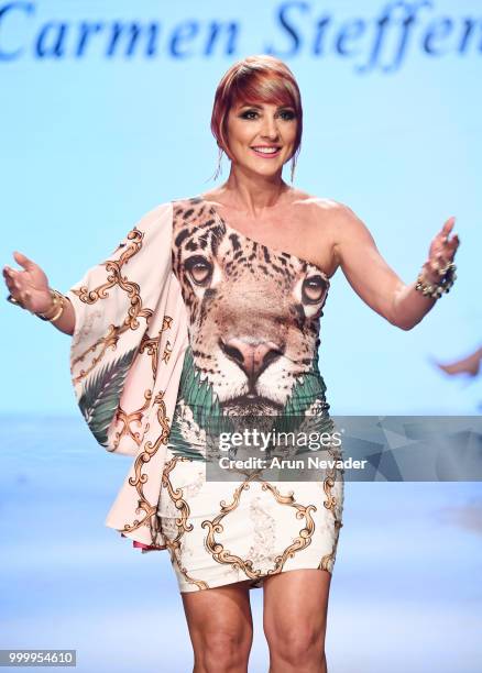 Designer Carmen Steffens walks the runway for Carmen Steffens at Miami Swim Week powered by Art Hearts Fashion Swim/Resort 2018/19 at Faena Forum on...