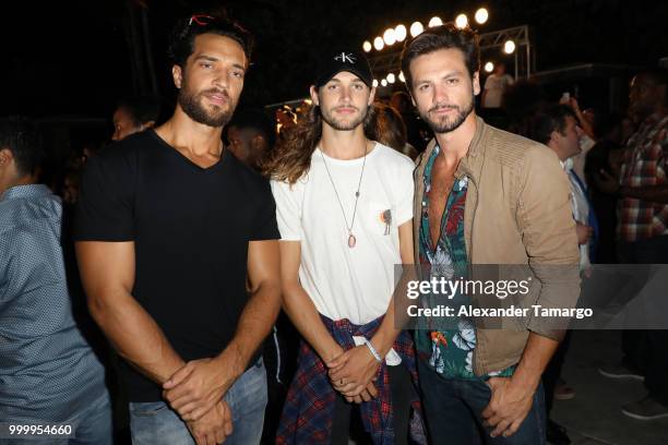 Torren Lee, Mark Pighetti and Sebastian Rocha attend the 2018 Sports Illustrated Swimsuit party at PARAISO during Miami Swim Week at The W Hotel...