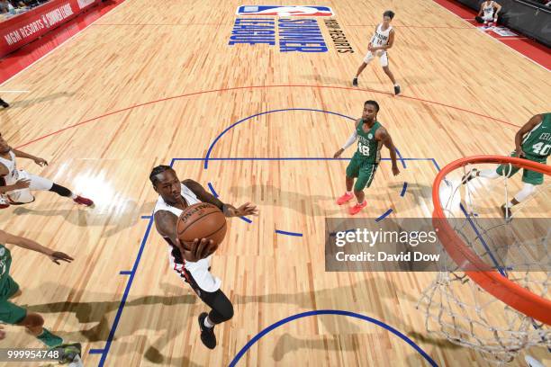 Archie Goodwin of the Portland Trail Blazers goes to the basket against the Boston Celtics during the 2018 Las Vegas Summer League on July 15, 2018...