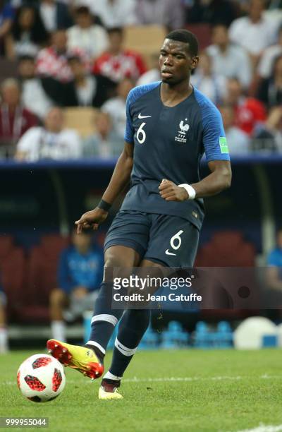 Paul Pogba of France during the 2018 FIFA World Cup Russia Final between France and Croatia at Luzhniki Stadium on July 15, 2018 in Moscow, Russia.