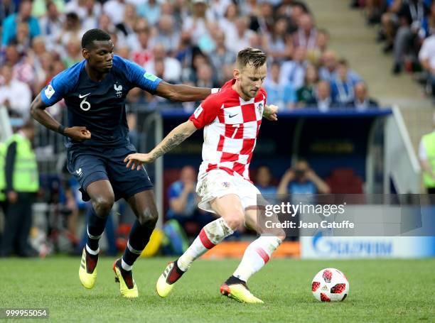 Paul Pogba of France, Ivan Rakitic of Croatia during the 2018 FIFA World Cup Russia Final between France and Croatia at Luzhniki Stadium on July 15,...