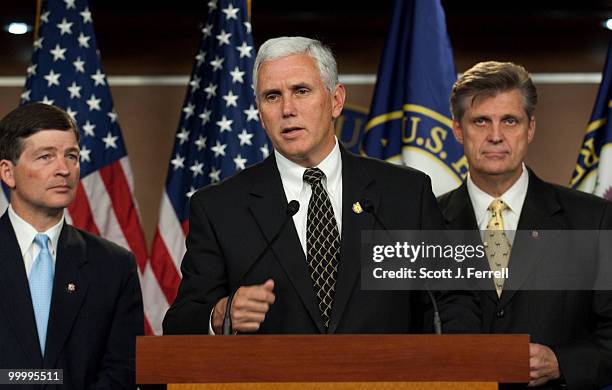 May 19: Rep. Jeb Hensarling, R-Texas, House Republican Conference Chairman Mike Pence, R-Ind., and Rep. Todd Tiahrt, R-Kan., during a news conference...