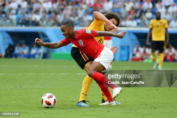 Raheem Sterling of England, Axel Witsel of Belgium during the 2018 FIFA World Cup Russia 3rd Place Playoff match between Belgium and England at Saint...