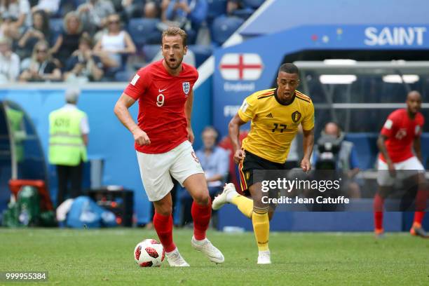 Harry Kane of England, Youri Tielemans of Belgium during the 2018 FIFA World Cup Russia 3rd Place Playoff match between Belgium and England at Saint...