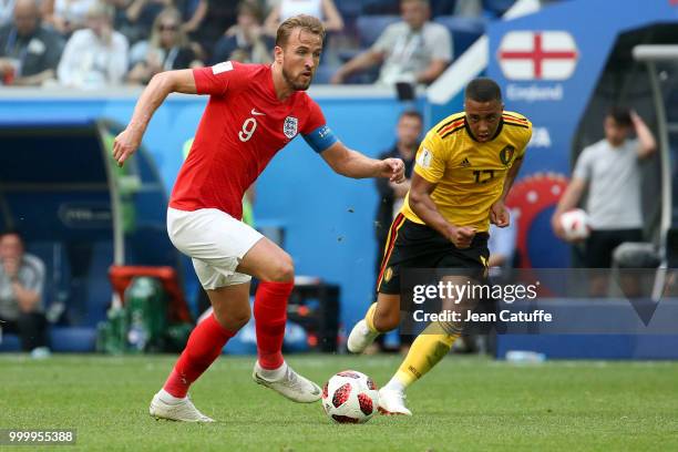 Harry Kane of England, Youri Tielemans of Belgium during the 2018 FIFA World Cup Russia 3rd Place Playoff match between Belgium and England at Saint...
