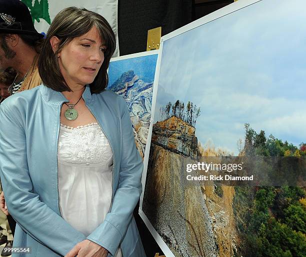 Singer Songwriter Kathy Mattea during the" Music Saves Mountains" benefit concert press conference at the Ryman Auditorium on May 19, 2010 in...