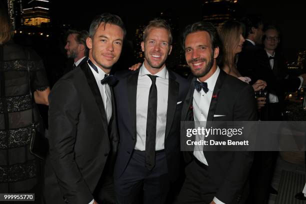 Andre Lotterer, Sam Bird and Jean-Eric Vergne attend the 2017/18 ABB FIA Formula E Championship Awards Dinner following the Formula E 2018 Qatar...