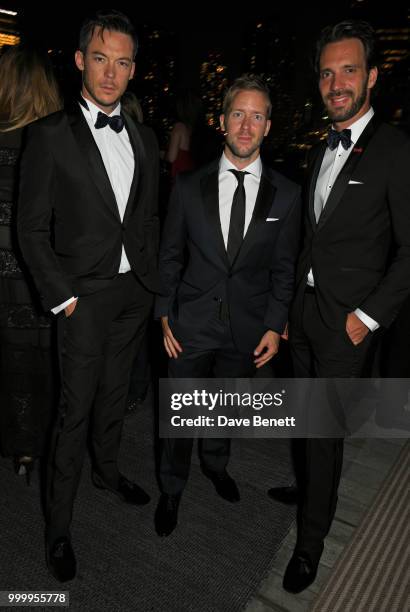 Andre Lotterer, Sam Bird and Jean-Eric Vergne attend the 2017/18 ABB FIA Formula E Championship Awards Dinner following the Formula E 2018 Qatar...