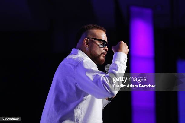 Sinbad takes the stage at the 2018 So the World May Hear Awards Gala benefitting Starkey Hearing Foundation at the Saint Paul RiverCentre on July 15,...