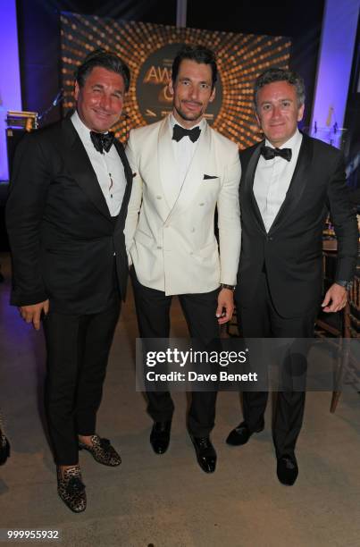 Giorgio Veroni, David Gandy and Formula E CEO Alejandro Agag attend the 2017/18 ABB FIA Formula E Championship Awards Dinner following the Formula E...