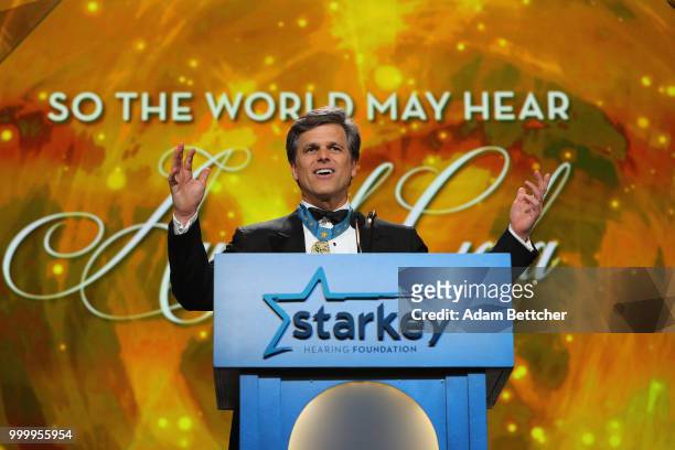 Dr. Timothy Shriver takes the stage at the 2018 So the World May Hear Awards Gala benefitting Starkey Hearing Foundation at the Saint Paul...