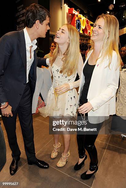 Alexander Spencer Churchill and Cara Delall attends the launch party for the opening of TopShop's Knightsbridge store on May 19, 2010 in London,...