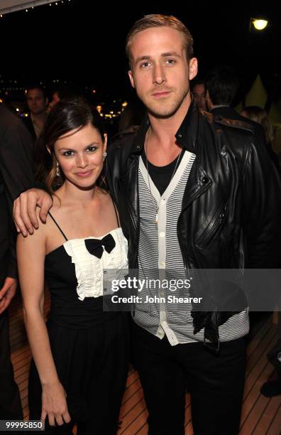 Actors Rachel Bilson and Ryan Gosling attend the "Art of Elysium Paradis Dinner and Party" at Michael Saylor's Yacht, Slip S05 during the 63rd Annual...