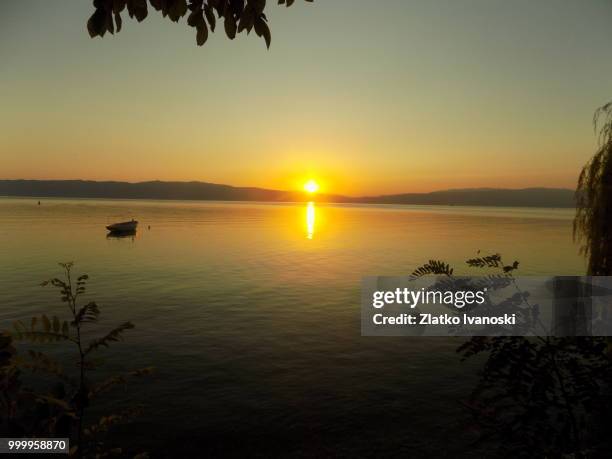 sunset over ohrid lake - zlatko photos et images de collection