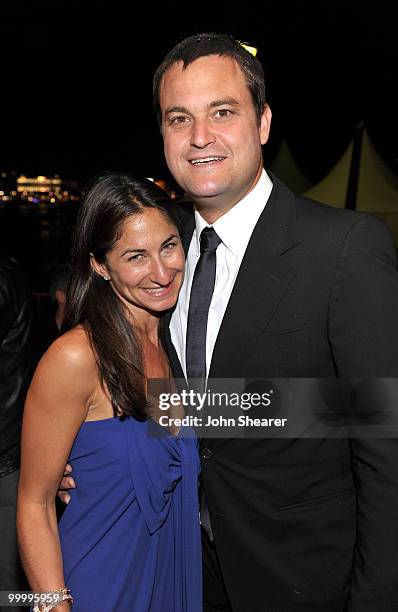 Deborah Marcus and producer Jamie Patricof attend the "Art of Elysium Paradis Dinner and Party" at Michael Saylor's Yacht, Slip S05 during the 63rd...