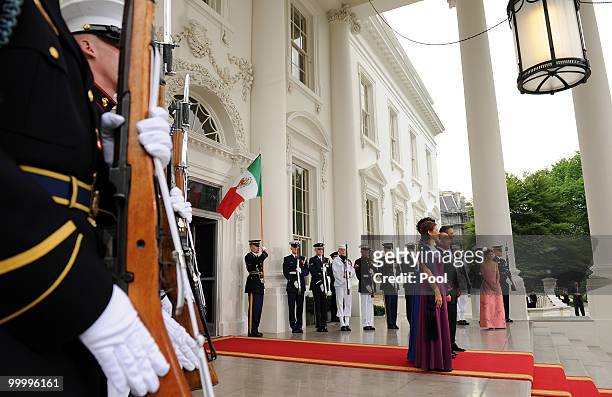 The U.S. Military Honor Guard stands by U.S President Barack Obama and first lady Michelle Obama welcome Mexican President Felipe Calderon and first...
