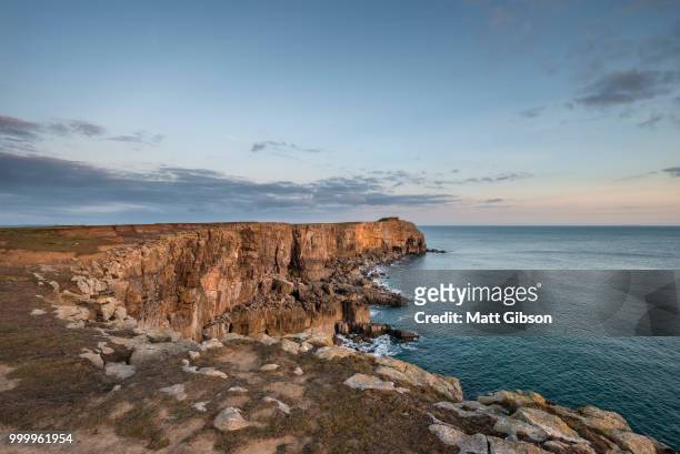 stunning vibrant landscape image of cliffs around st govan's hea - govan bildbanksfoton och bilder