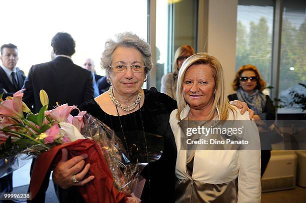 Franca Bertacchini and Gabriella Posotti attend a press conference as Parma FC and Navigare announce the renewal of their sponsorship deal on May 19,...