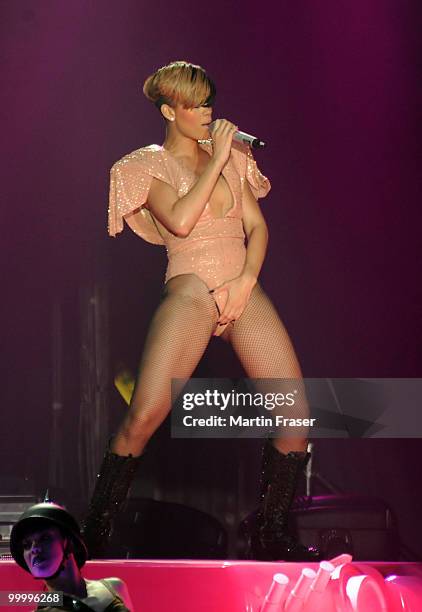 Rihanna performs during her Last Girl on Earth Tour at SECC on May 19, 2010 in Glasgow, Scotland.