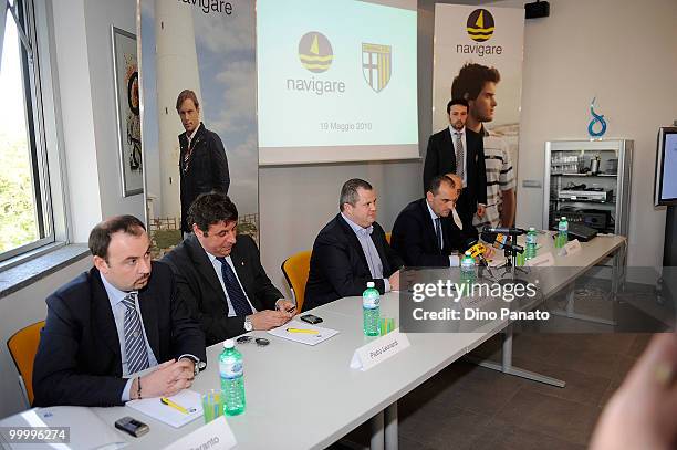 Pietro Leonardi Tommaso Ghirardi Massimo Brunetti Marco Bigi attend sponsorship renewal party between Fc Parma and Navigare on May 19, 2010 in Rio...