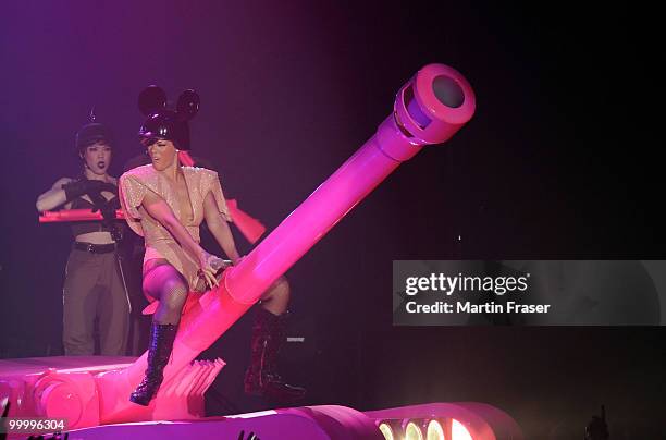 Rihanna performs during her Last Girl on Earth Tour at SECC on May 19, 2010 in Glasgow, Scotland.