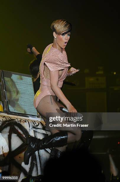 Rihanna performs during her Last Girl on Earth Tour at SECC on May 19, 2010 in Glasgow, Scotland.