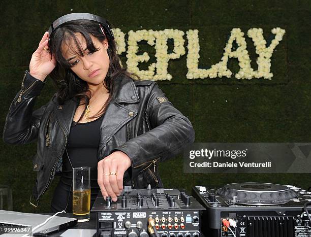 Actress Michelle Rodriguez DJ's at the Replay Party held at the Star Style Lounge during the 63rd Annual International Cannes Film Festival on May...