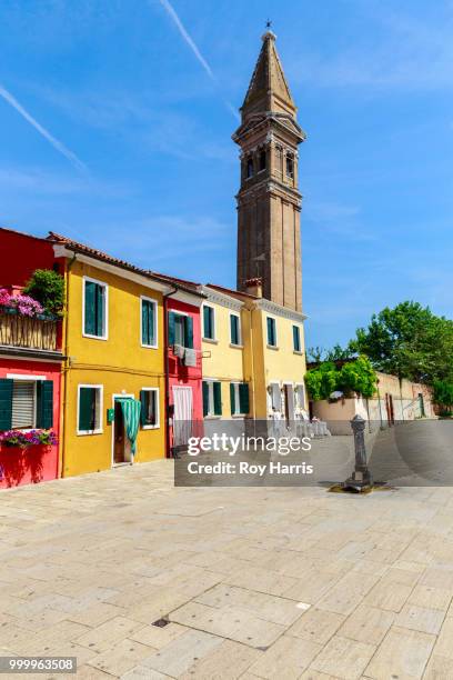 burano, may 17, 2015:  the leaning tower of burano - may 17 stock pictures, royalty-free photos & images